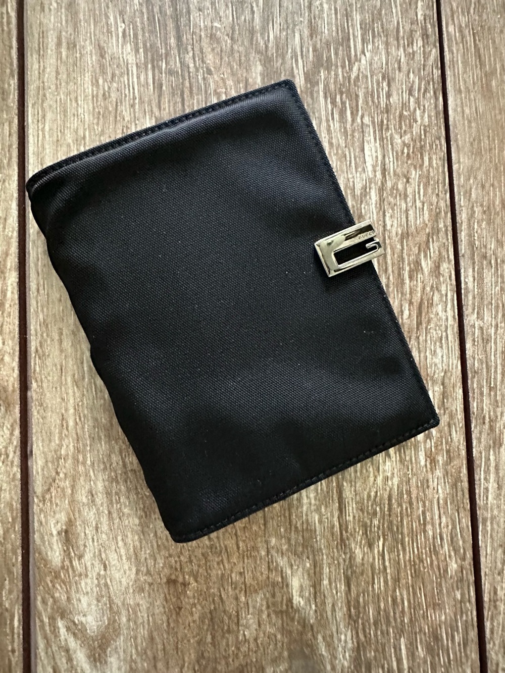 Gucci Black Nylon Agenda Notebook with pen & with Silver Hardware